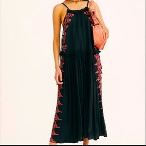 Free People Bali Wildfire Embroidered Midi Dress Size XS